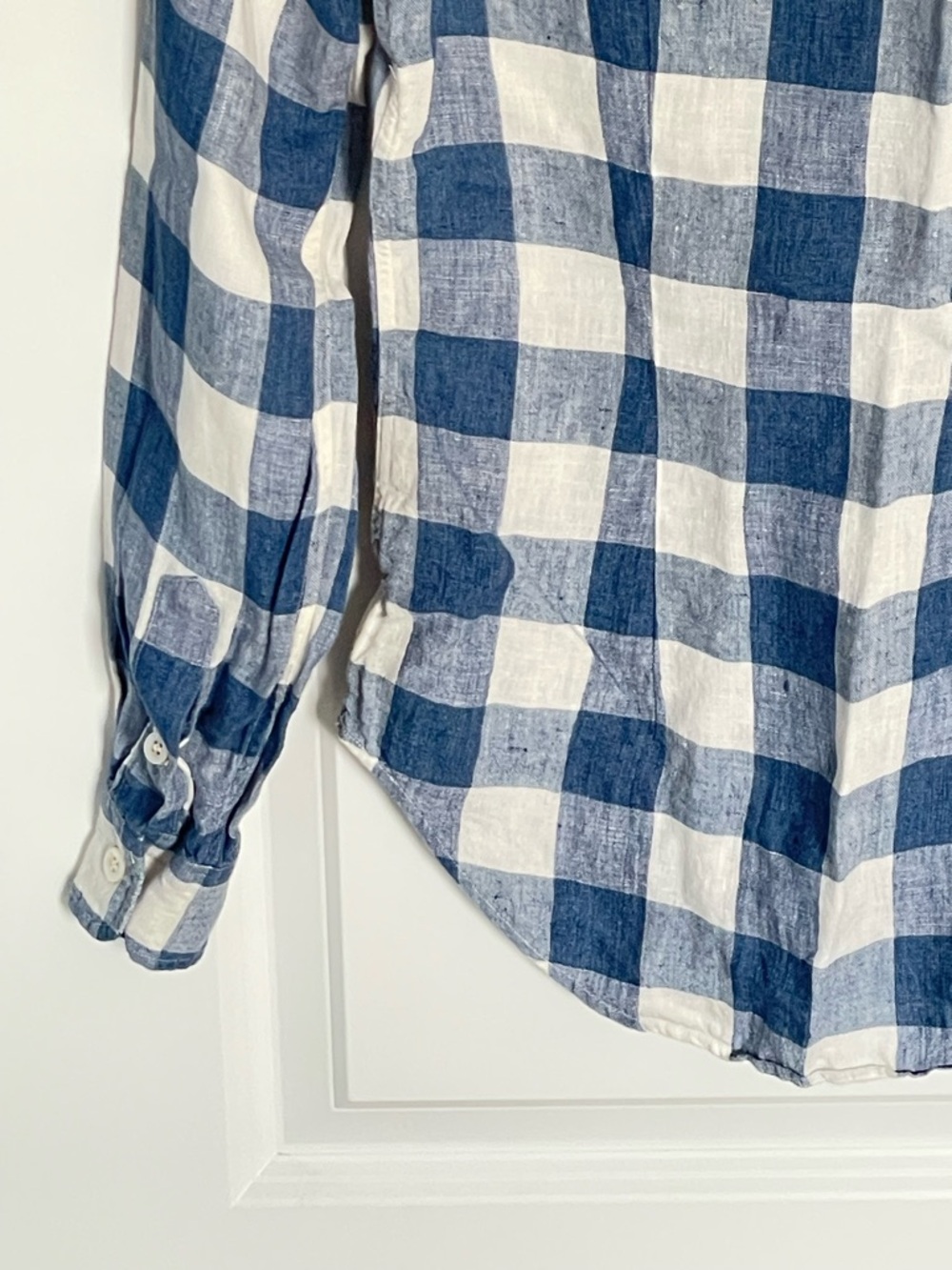 Ralph Lauren Blue & White Gingham Linen Long Sleeve Shirt Size 2 54428 - Picture 10 of 13
